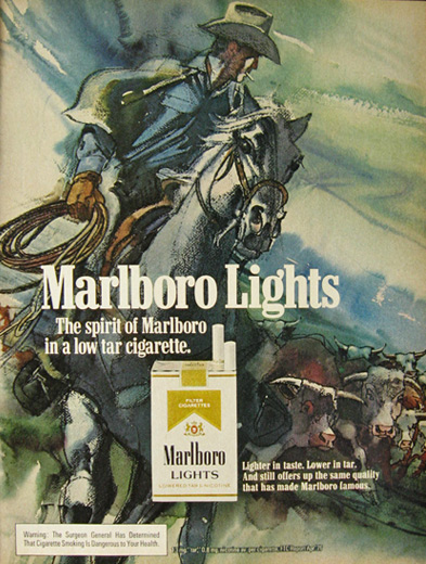 1976 Vintage Marlboro Cigarettes Illustrated Ad ~ Roping Cattle