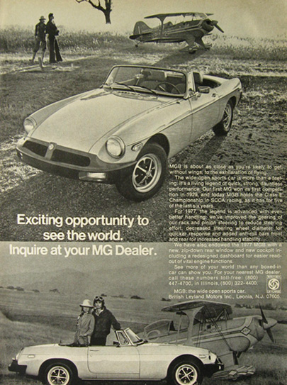 1977 MGB Car Ad ~ Like Flying