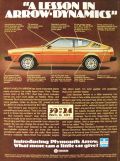 1976 Plymouth Arrow Ad ~ Lesson in Aero-Dynamics