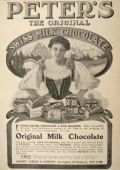 1904 Peter's Chocolate Ad ~ Swiss Maiden, Vintage Packaging