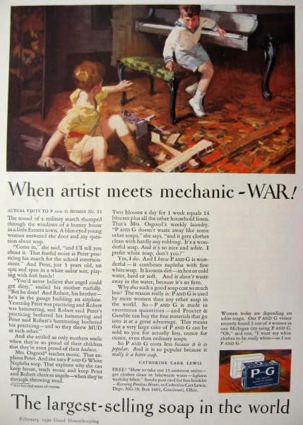 1930 P and G Soap Ad ~ Piano Player & Model Airplane Builder