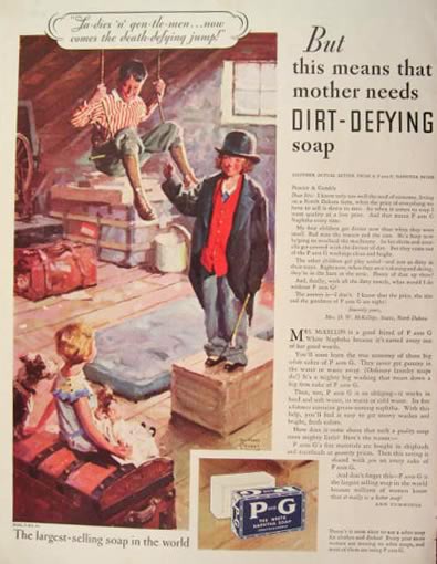 1931 P and G Soap Ad ~ Child Dresses Like Charlie Chaplin