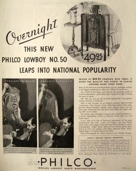 1931 Philco Radio Ad ~ Lowboy No. 50