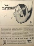 1943 WWII Philco Ad ~ Walt Ditzen ~ Hitler Cartoon