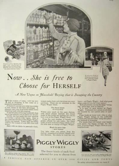 1928 Piggly Wiggly Stores Ad ~ A New Vogue in Household Buying