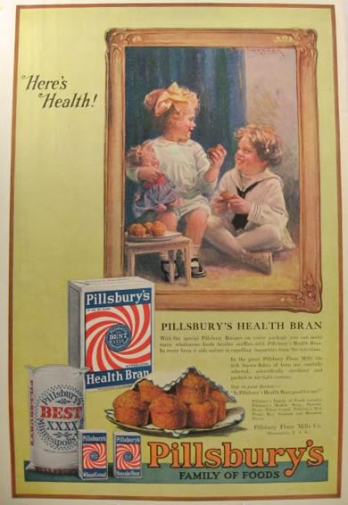 1920 Pillsbury's Health Bran Ad ~ Little Girl with Doll