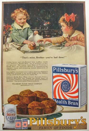 1919 Pillsbury's Health Bran Ad ~ Brother and Sister