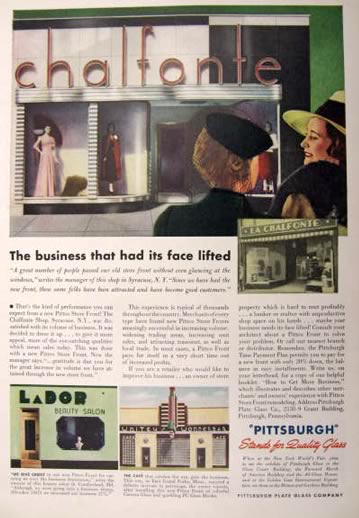 1939 Pittsburgh Plate Glass Ad ~ Chalfonte Shop, Syracuse NY