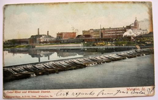 Waterloo, IA Postcard ~ Cedar River & Wholesale District