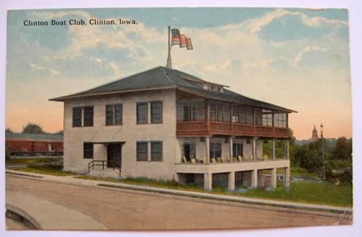 Clinton IA Postcard ~ Clinton Boat Club