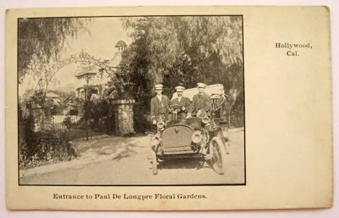 Paul De Longpre Floral Gardens Postcard ~ Entrance