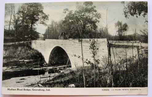 Greensburg IN Postcard ~ Madison Road Bridge
