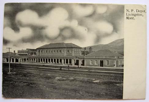 Livingston, MT ~ N.P. Railroad Depot Postcard