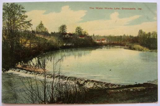 Greencastle, IN ~ Water Works Lake Postcard