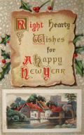 Hearty Wishes Vintage New Year Postcard