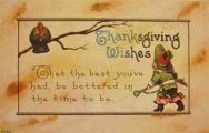 Boy Hunts Turkey Vintage Thanksgiving Postcard