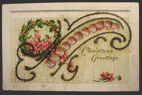 Real Shells Novelty Christmas Vintage Postcard