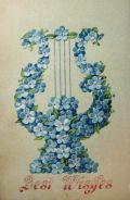 Best Wishes Flowered Lyre Postcard