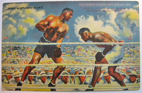 Jack Dempsey & Jess Willard Boxing Postcard ~ James Montgomery Flagg