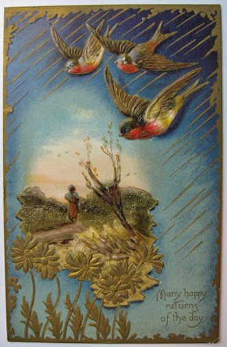 Many Happy Returns of the Day, Robins Postcard