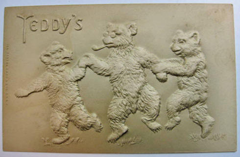 Teddy's Dancing Teddy Bear Embossed Postcard