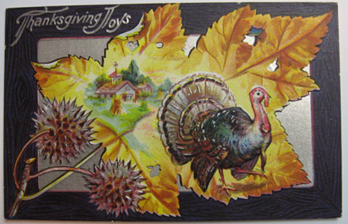 Thanksgiving Joys Turkey & Leaf Postcard