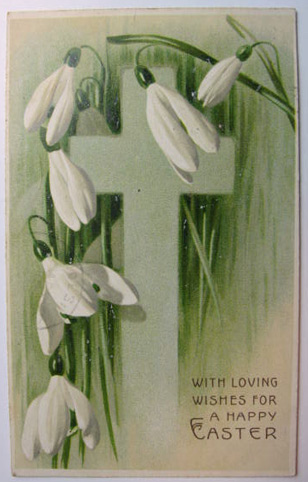 Happy Easter White Flower Postcard
