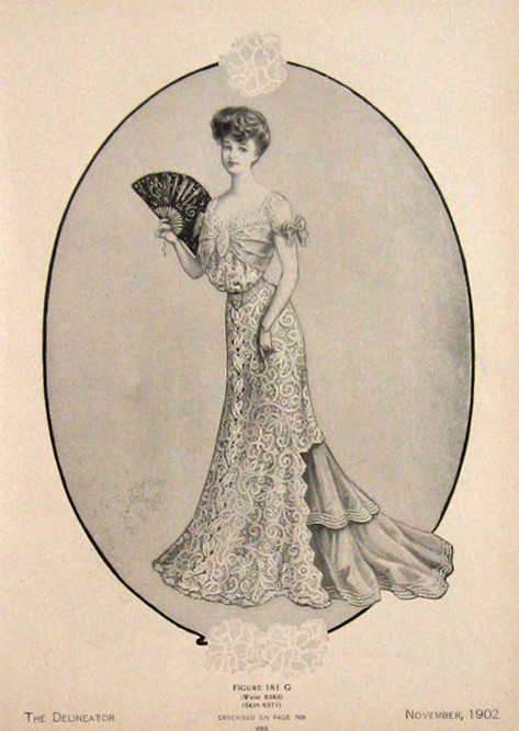 1902 Women's Fashion Print ~ Woman with Fan