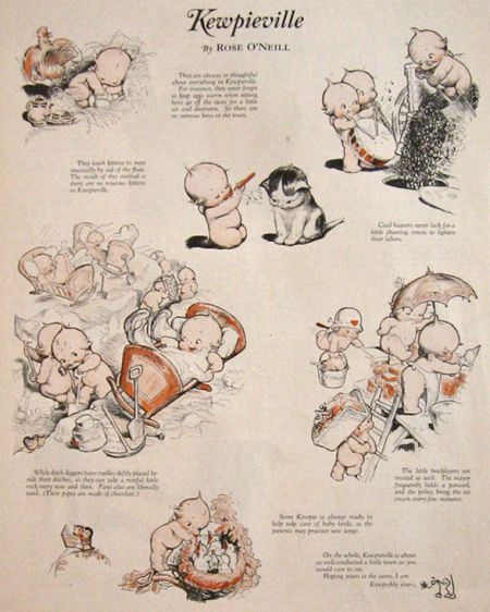1927 Kewpieville Print by Rose O'Neill