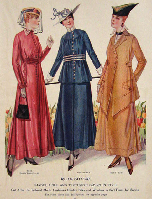 1915 Women's Fashion Print ~ Shades, Lines & Textures