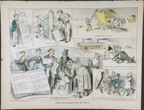 1880 Puck Magazine Color Print ~ Adulteration of Food ~ Opper