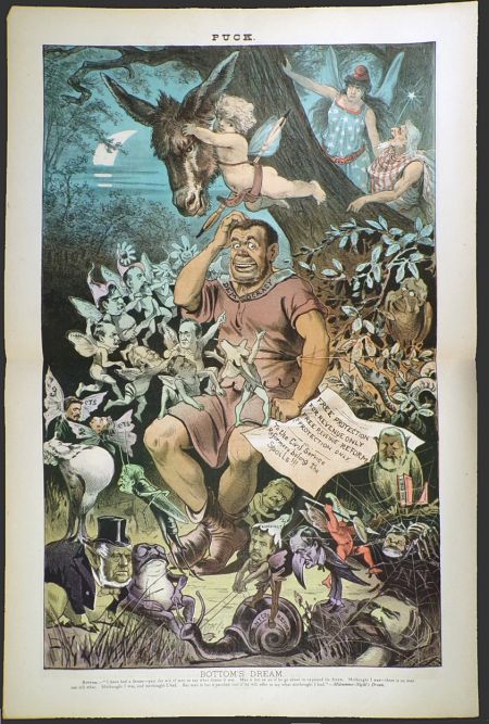 1884 Puck Magazine Color Print ~ Bottom's Dream