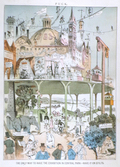 1880 Puck Magazine Color Print ~ Central Park Exhibition ~ Keppler