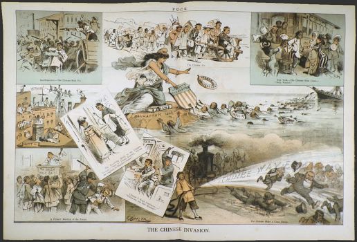 1880 Puck Magazine Color Print ~ Chinese Invasion ~ Keppler
