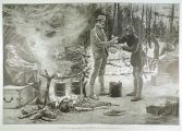 1885 Hunters at the Campfire ~ Large Antique Print ~ Harper's Weekly