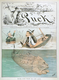 1880 Puck Magazine Color Cover ~ More Fish Than He Can Land