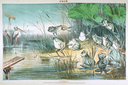 1884 Puck Magazine Color Print ~ Rising Young Frog