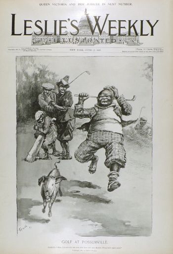 1897 Leslie's Weekly Cover Print ~ Black Americana ~Golf at Possumville