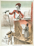 1880 Puck Magazine Color Print ~ The Modern Builder, Skeleton