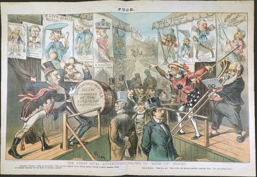 1883 Puck Magazine Color Print ~ Villard & Rufus Hatch
