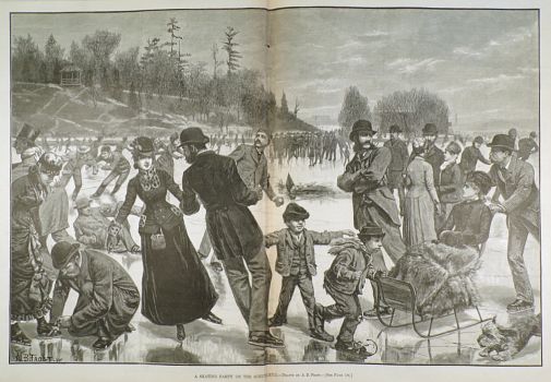 1880 Skating on the Schuykill Antique Print ~ Harper's Weekly