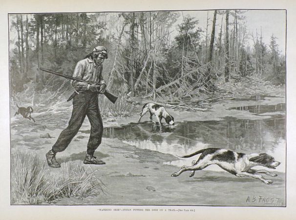 1883 Deer Hunting with Dogs ~ A.B. Frost ~ Harper's Weekly