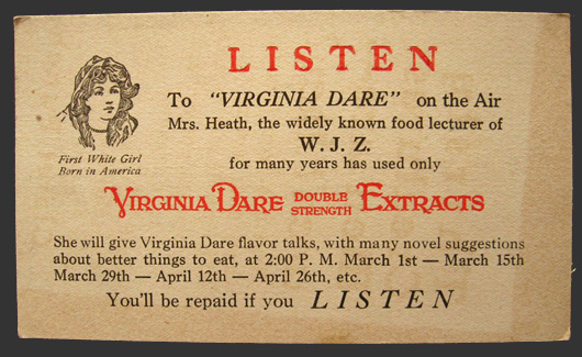 Vintage WJZ Radio Blotter ~ Virginia Dare Extracts