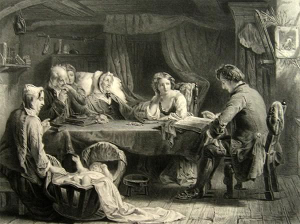 Scottish Sabbath Eve ~ Antique Print