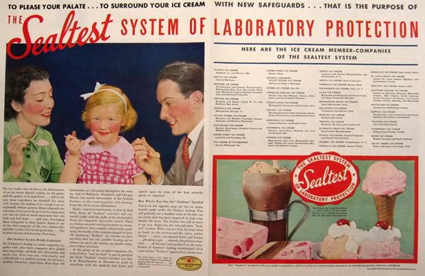 1935 Vintage Sealtest Ice Cream Ad ~ List of Stores
