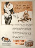 1930 Shredded Wheat Ad ~ Woman Pulls Child on Sled