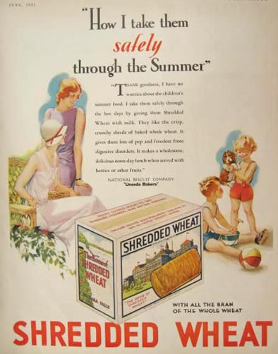 1931 Shredded Wheat Ad ~ Kids on Beach