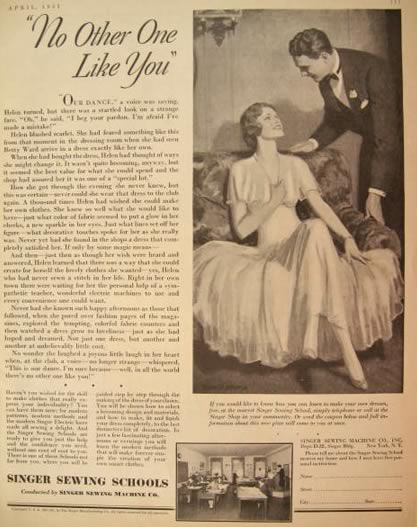 1931 Singer Sewing School Ad ~ Clement Donshea