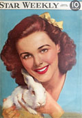 1947 Star Weekly Cover ~ Woman with Bunny Rabbit