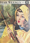 1947 Star Weekly Cover ~ Woman with FIshing Pole